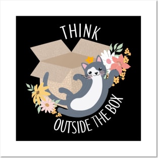 Think outside the box cute funny cat lover Posters and Art